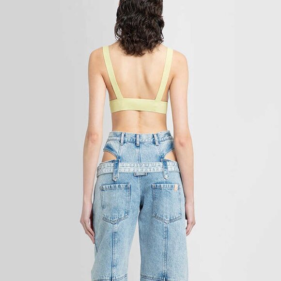 Hip Cutout Belted Light Wash Straight Leg Jeans Pants - Picture 6 of 7